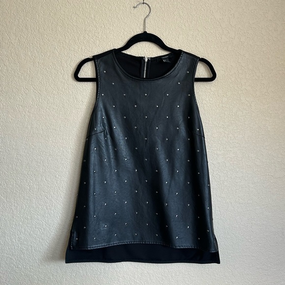 Faux Leather Silver Studded Tank Top, Size S - Picture 6 of 6
